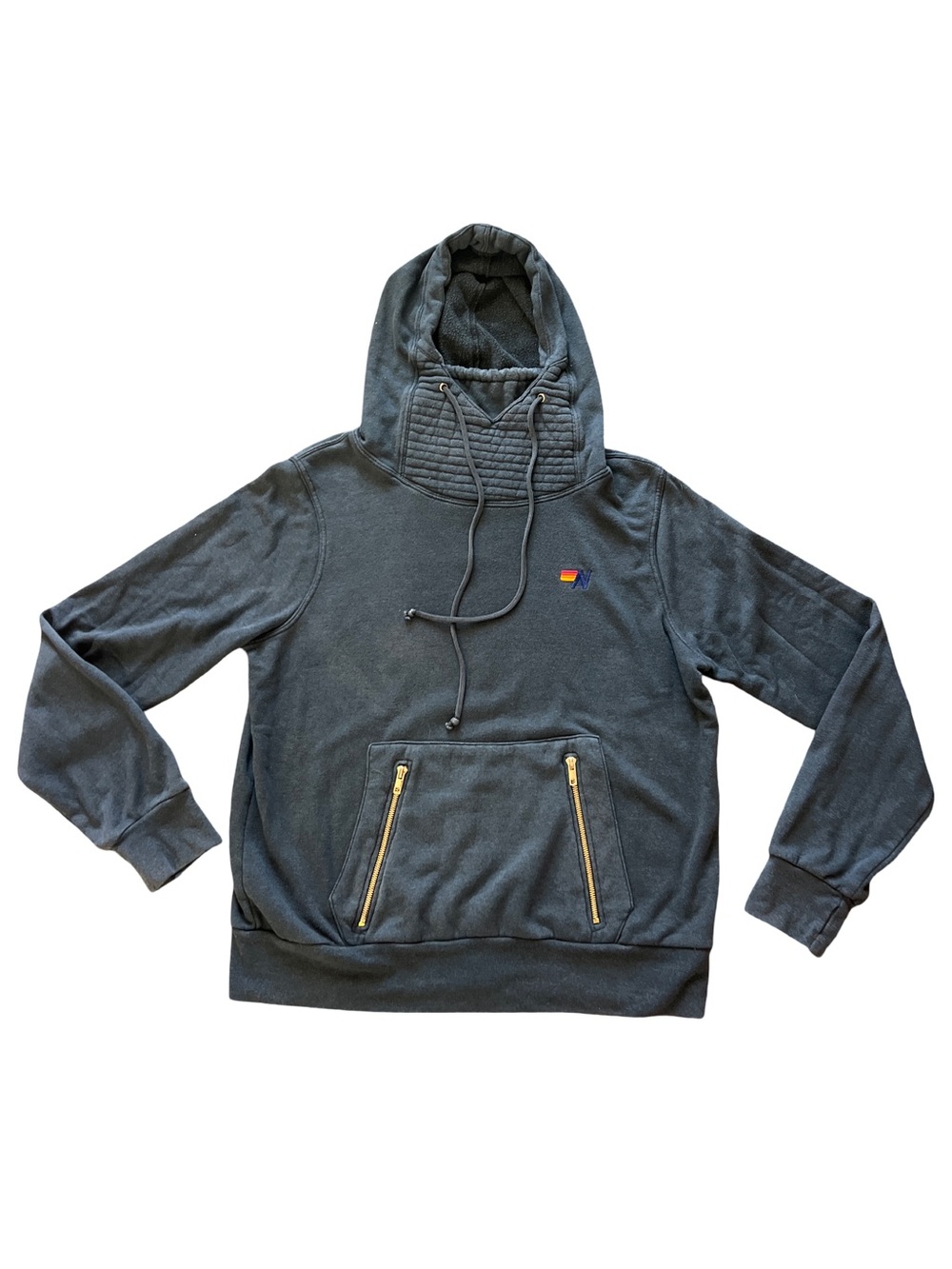 Aviator Nation Charcoal Hoodie with Gold Zipper Accents